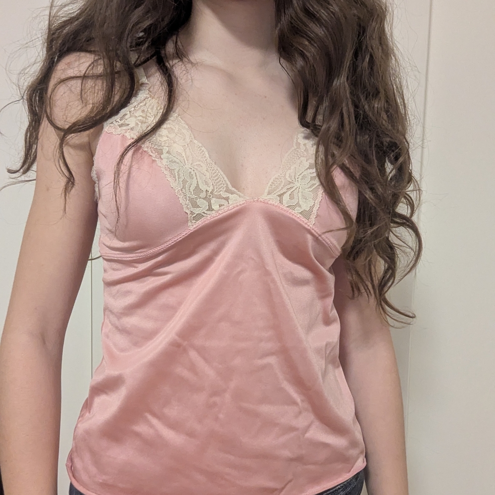 80s Pink Lace Cami Top